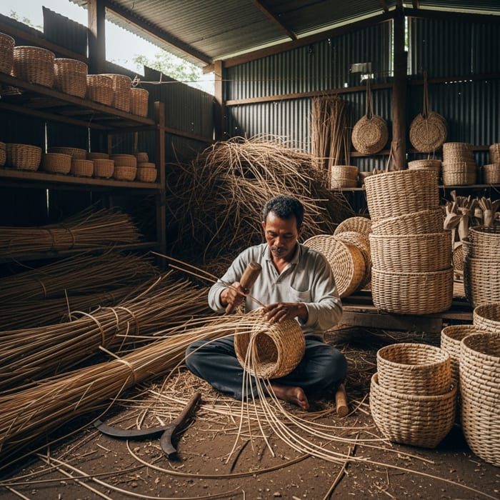pengrajin Keranjang Rotan Warisan Budaya Indonesia untuk Global