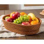 1 keranjang rotan buah bentuk oval