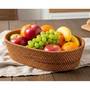 1 keranjang rotan buah bentuk oval